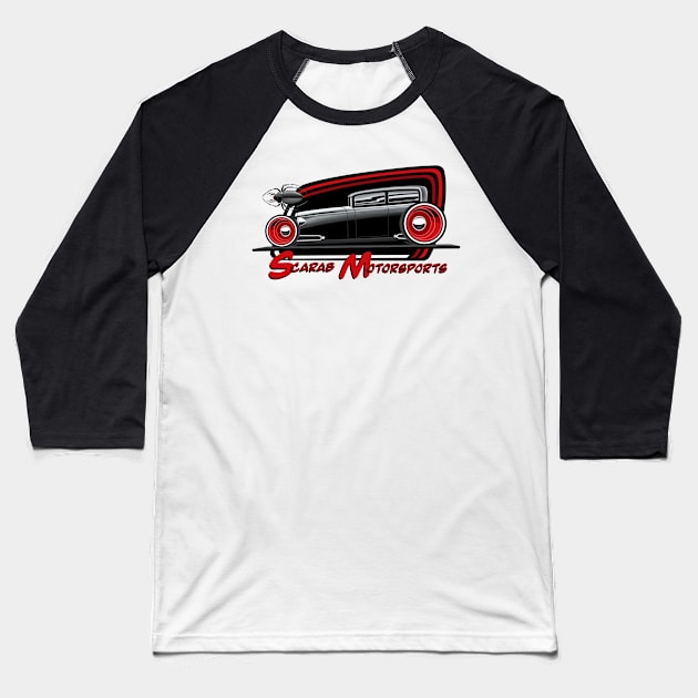 Scarab Motorsports Rat Rod Tudor Logo Baseball T-Shirt by ScarabMotorsports